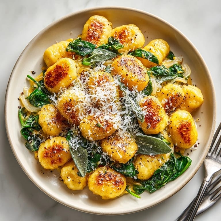 Delicious and easy One-Pot Pumpkin Gnocchi, with pumpkin purée and spinach, perfect for fall dinners.