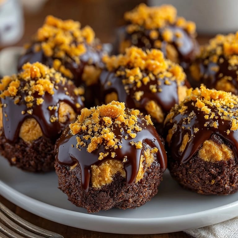 Golden Butterfinger Cookie Balls, garnished with candy crumbles, are perfect for easy snacking.