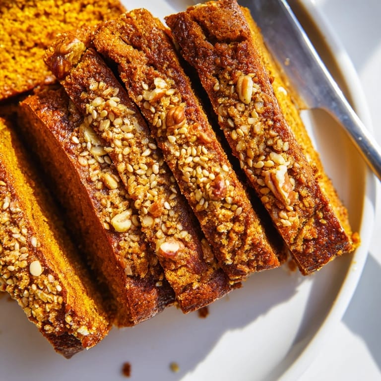 Twice-baked Sesame Pumpkin Muffin Biscotti, golden brown and infused with warm autumn flavors.