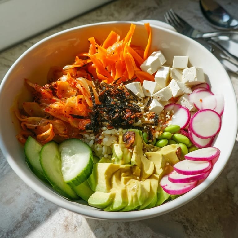 Wholesome fermented vegetable bowl featuring grains, veggies, and zesty dressing drizzled.