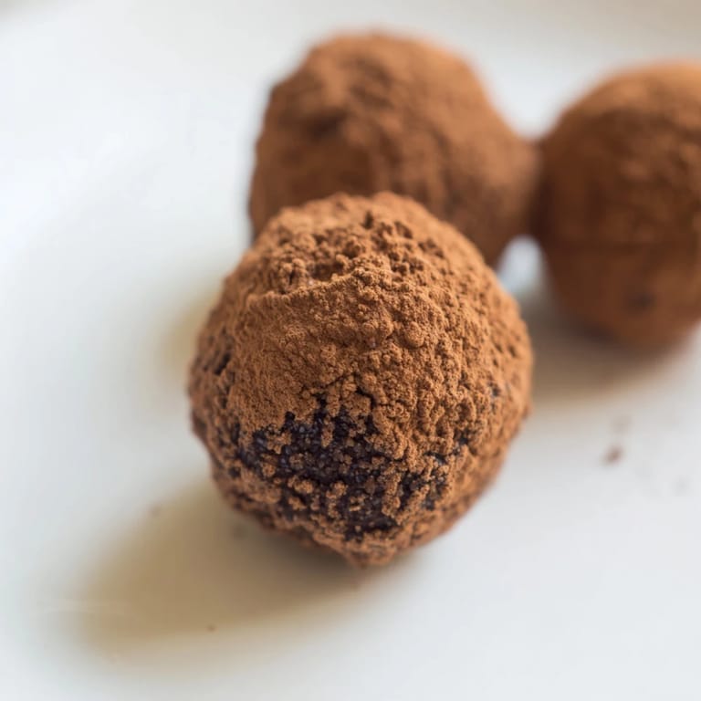 Silky smooth Date & Walnut Truffles, with a rich cocoa coating, perfect for sharing or gifting.