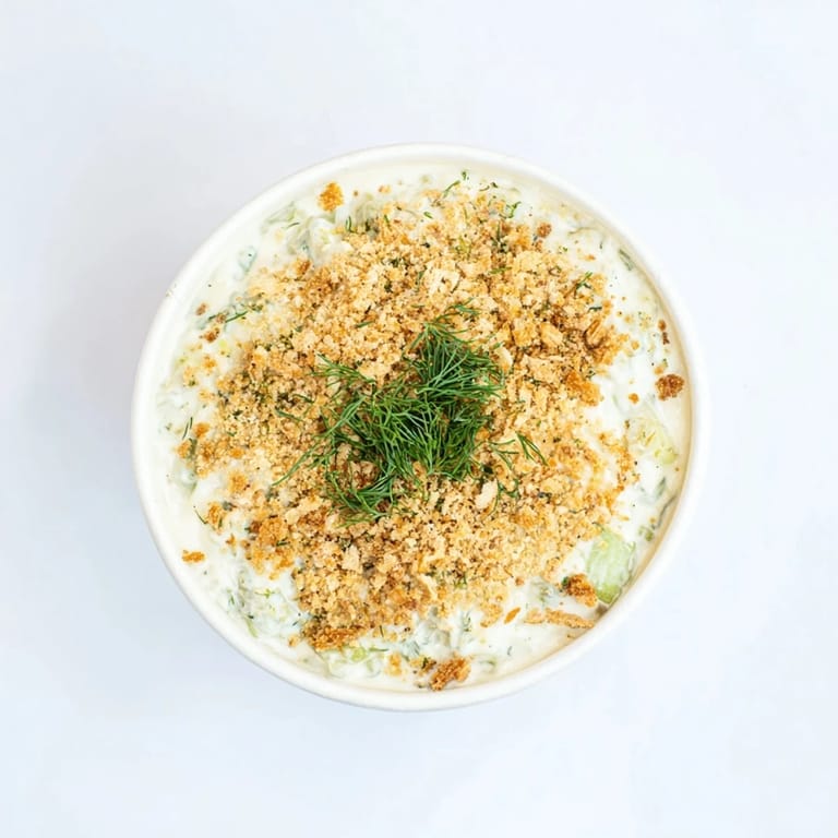 Close-up of golden Fried Pickle Dip, a vibrant, tangy, and creamy appetizer.