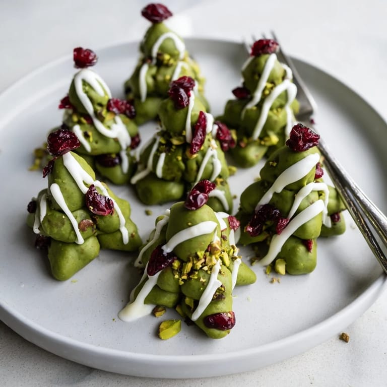 Delicious Matcha Pistachio Christmas Tree Energy Bites ready after a quick chill, perfect for festive snacking and gifting.