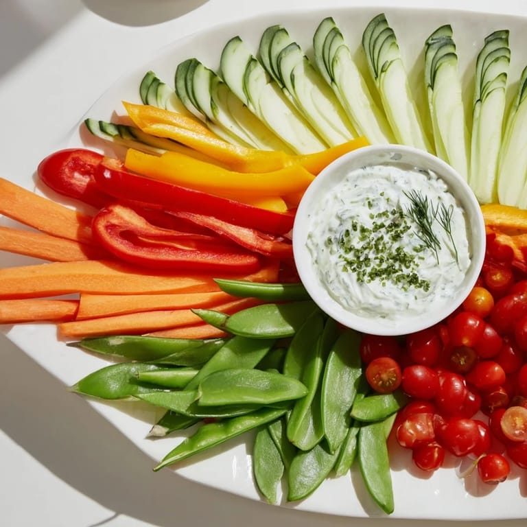 Vibrant Veggie Platter: crisp cucumber and carrots artfully arranged for a healthy and delicious appetizer.
