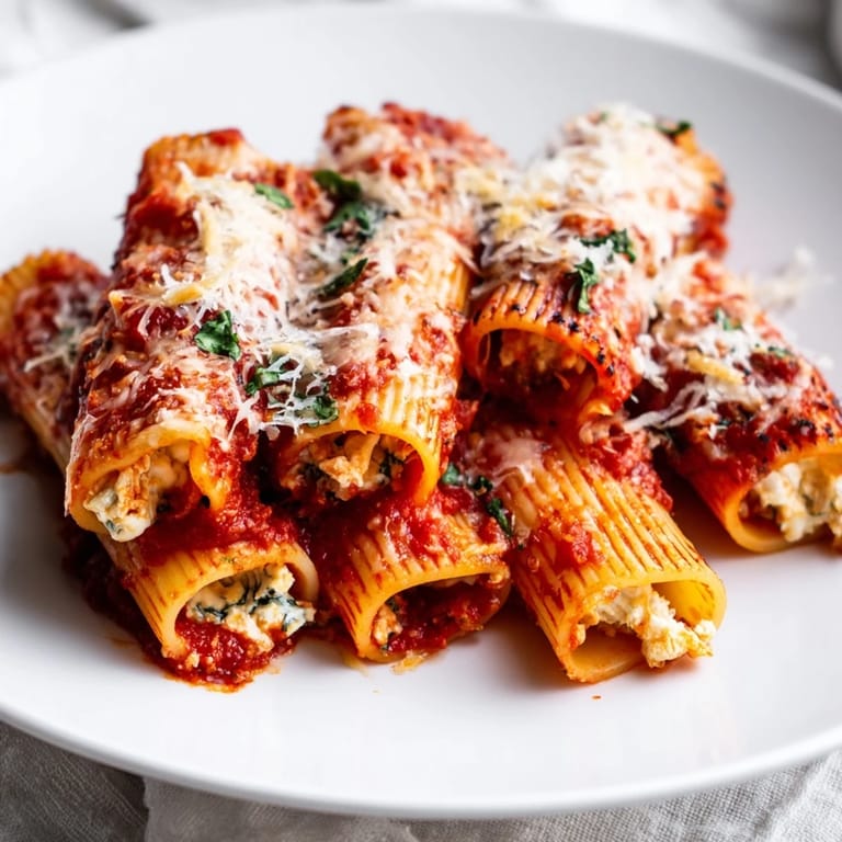 This bubbling Honeycomb Pasta Bake features perfectly arranged pasta tubes baked in a rich red sauce, ready to serve.