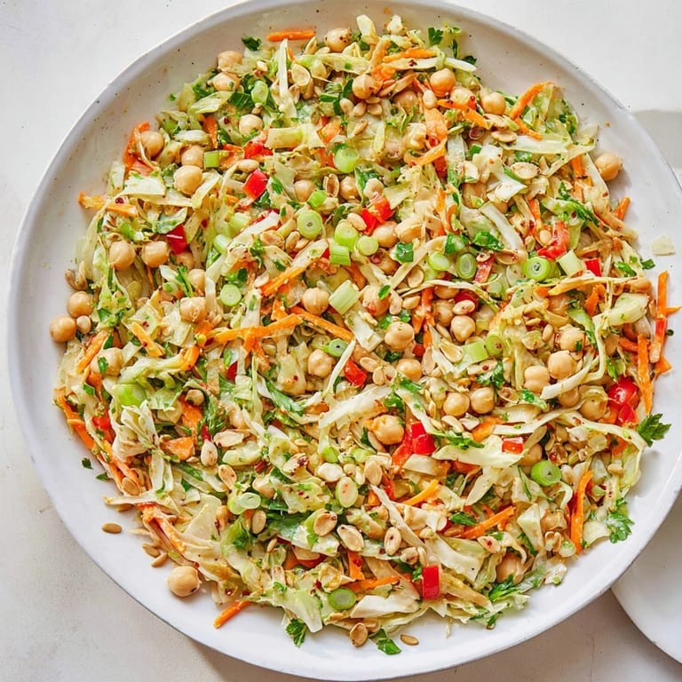 This delicious Fiber-Forward Chickpea Salad offers a visually appealing blend of fresh, crunchy ingredients.