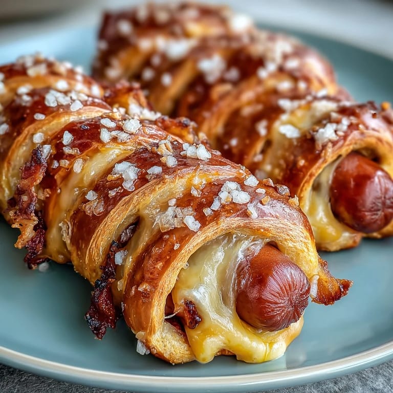 Freshly baked Soft Baked Cheesy Pretzel Dogs served warm, a perfect snack for game day gatherings.