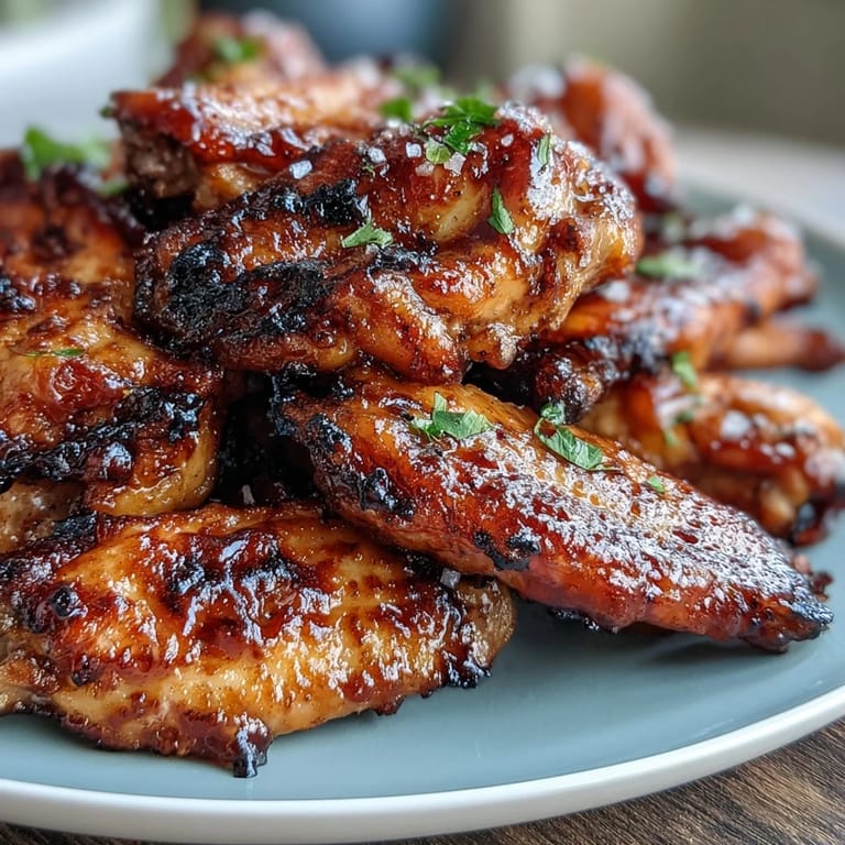 Golden baked wings coated in a rich honey sriracha glaze, balancing floral sweetness with fiery heat.  