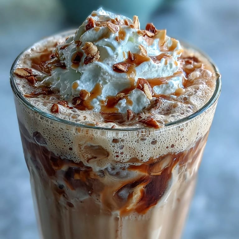 Two tall glasses of Skinny Vanilla Bean Frappuccino with Almond Milk, frothy and chilled, garnished with cinnamon and vanilla bean for a light, dairy-free treat.