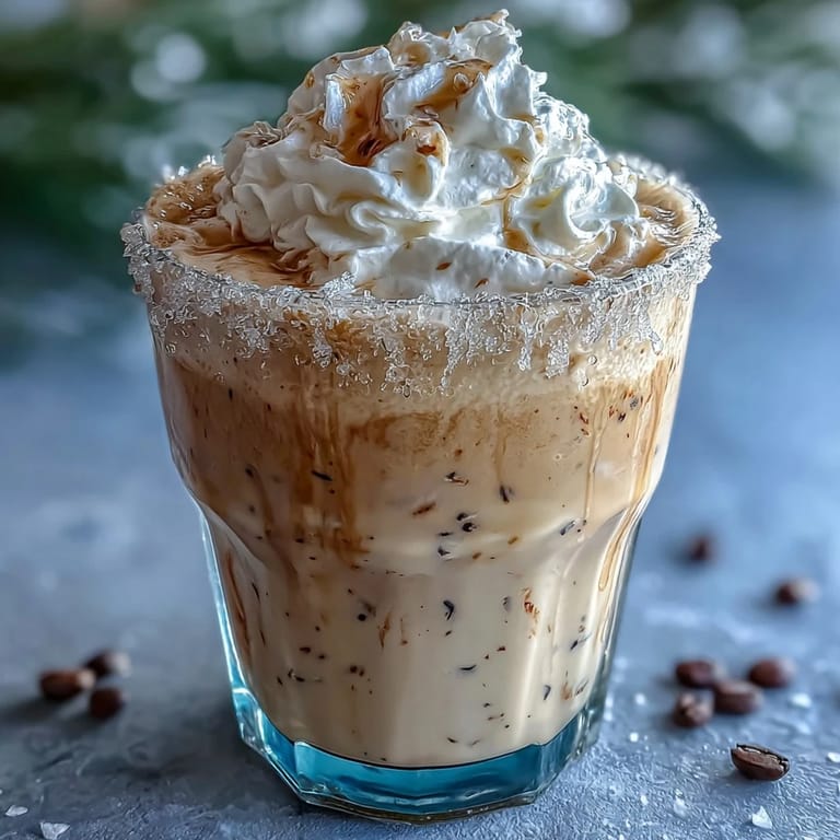 This high-protein vanilla bean frappuccino shake is topped with whipped cream, perfect for a refreshing post-workout treat.
