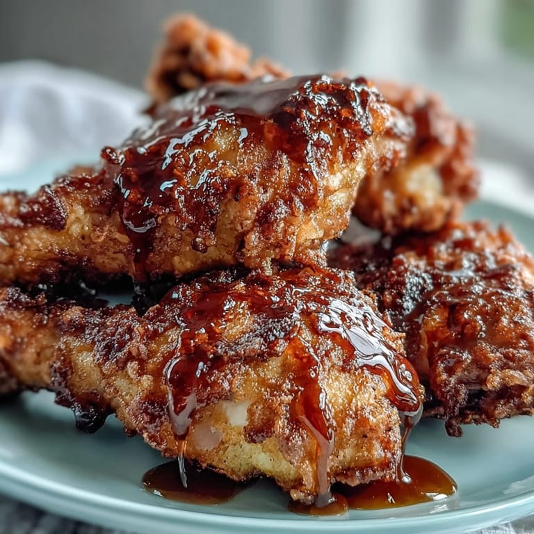 Spicy-sweet hot honey drizzled over perfectly baked, golden-brown chicken with a crunchy, seasoned crust.