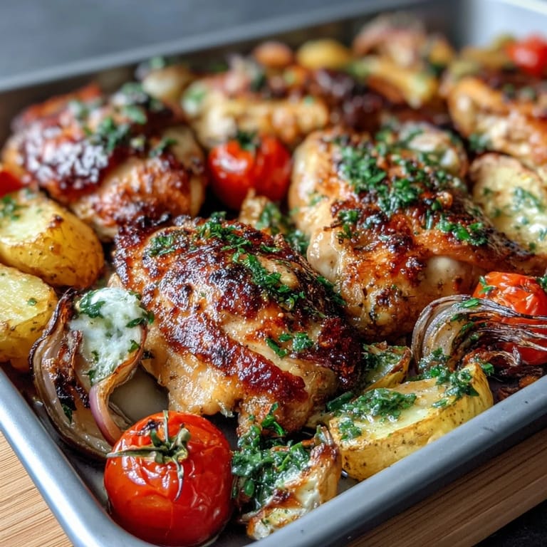 Healthy one-pan meal with juicy chicken, garden-fresh zucchini, and sweet cherry tomatoes, perfect for quick weeknight dinners.