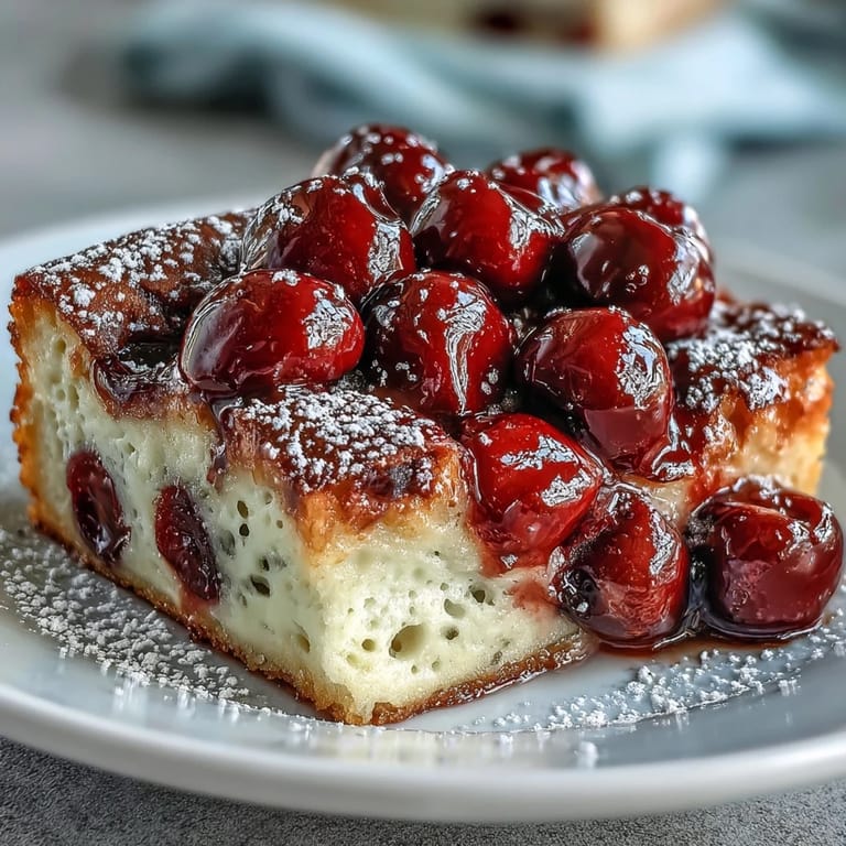Warm Cherry Clafoutis with juicy cherries baked in fluffy, sweet batter.