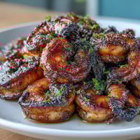 Grilled jerk seasoning shrimp skewers with coconut rice, bursting with Caribbean flavors and zesty lime.  