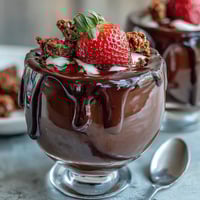 Decadent Dubai chocolate cups with fresh strawberries and creamy filling, topped with crunchy Lotus Biscoff crumble for a Middle Eastern-inspired treat.