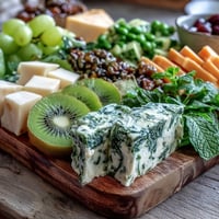 Festive green snack board filled with fresh fruits, veggies, cheeses, and sweet treats for St. Patrick's Day celebrations.  