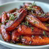 Honey Glazed Roasted Carrots with Thyme: golden roasted carrots glistening with honey and fragrant thyme, a vibrant and healthy Easter side dish.